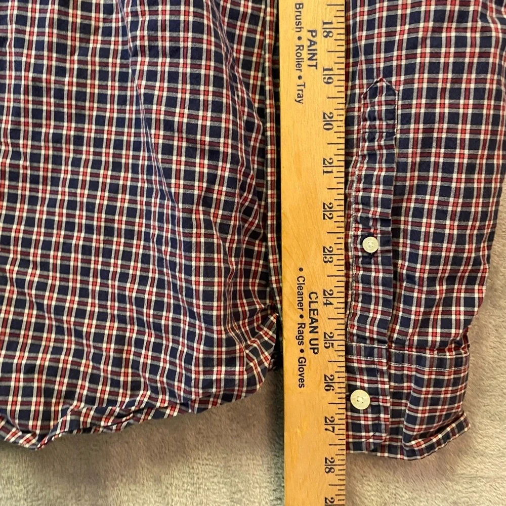 J.Crew Shirtings Washed Tartan Shirt Mens XL Red Blue Plaid Button Front Cotton